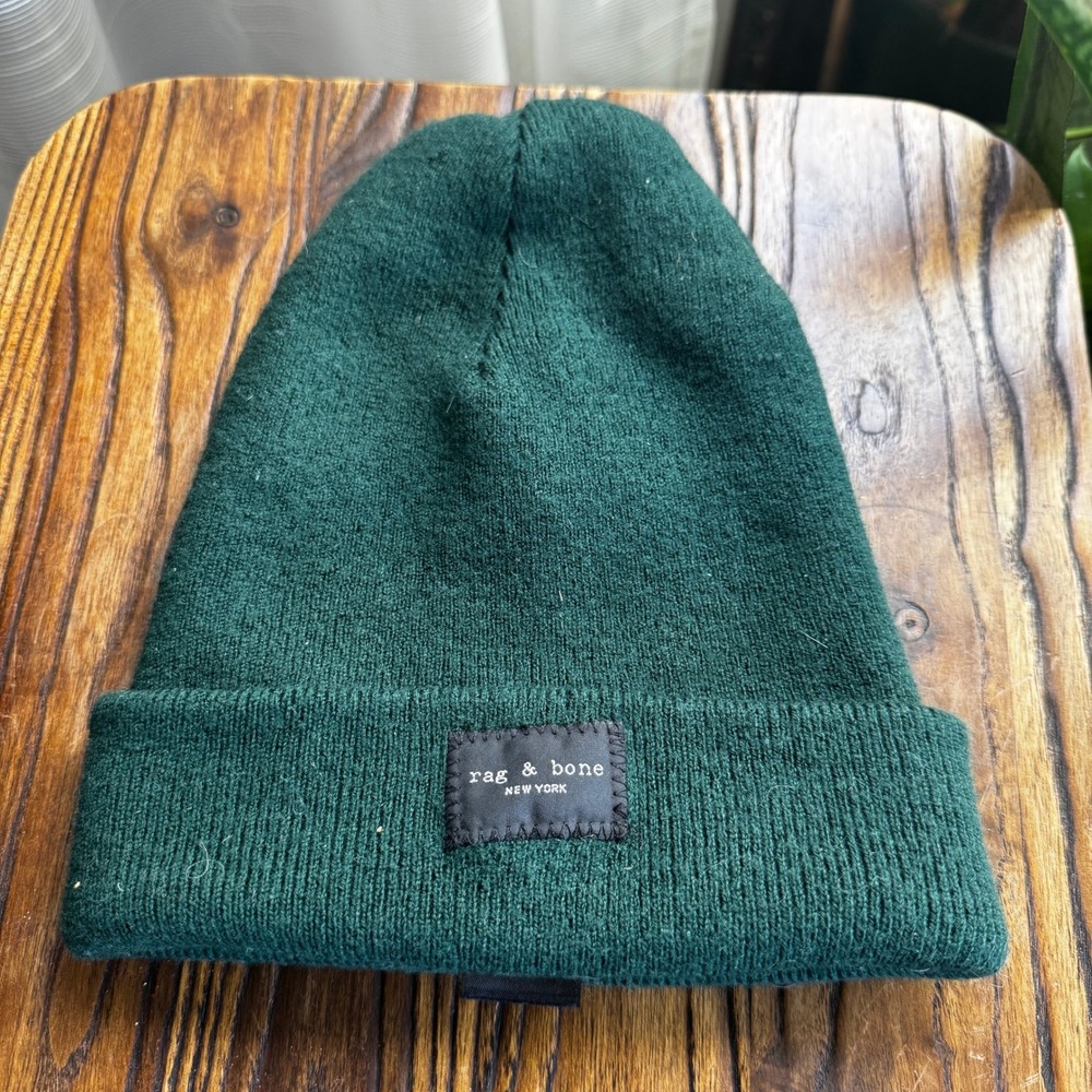 Rag & Bone Forest Green Wool Blend Cuffed Beanie‎ Unisex One Size